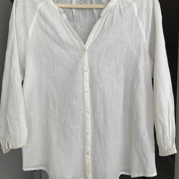 Blouse White Cotton Eyelet - Picture 2 of 6